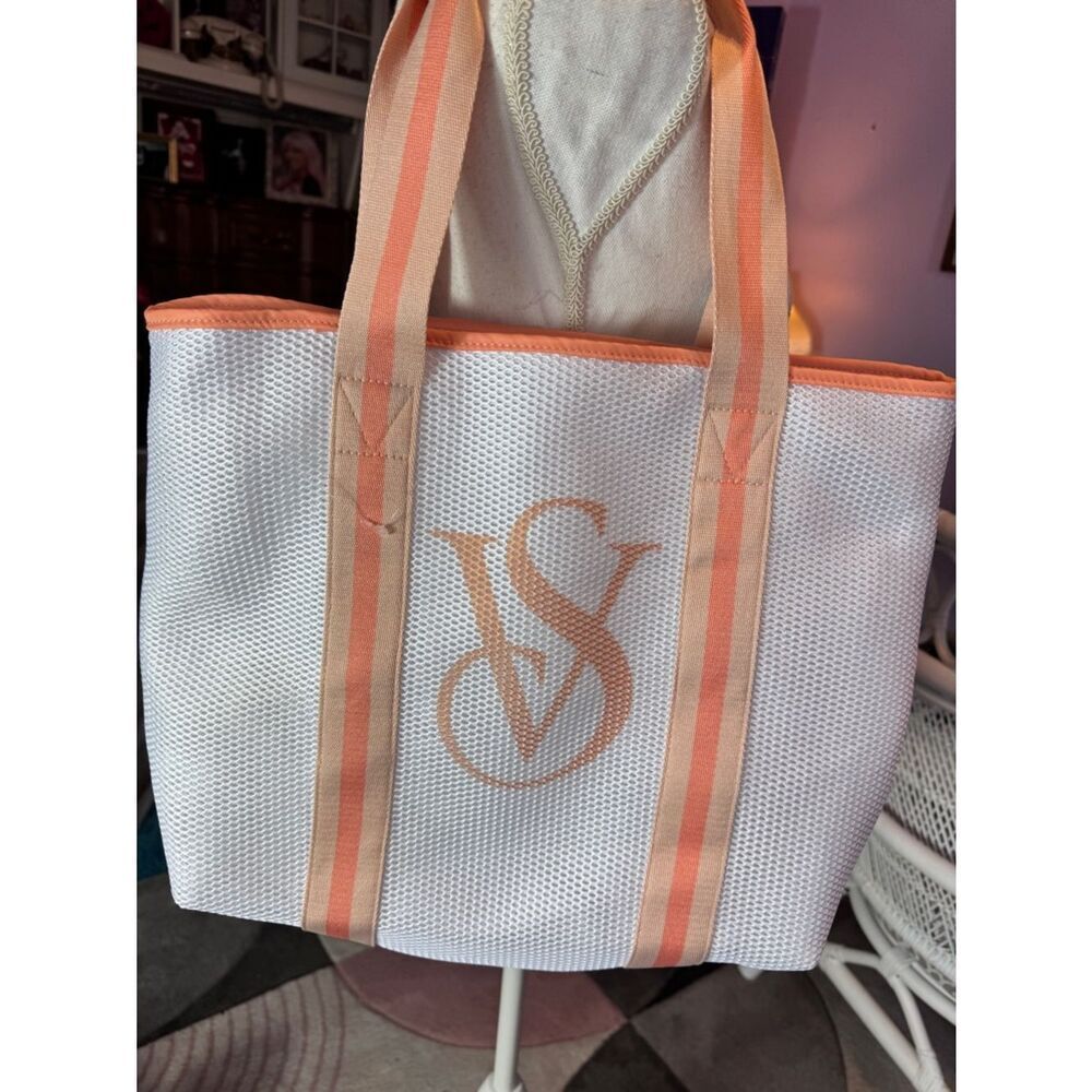 Victoria's Secret White and Coral Tote Bag - Picture 2 of 5